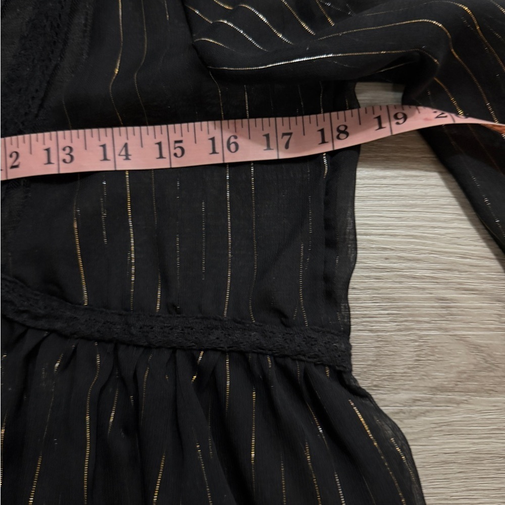 Zara Black Sheer Blouse with Gold Accents - Picture 8 of 10
